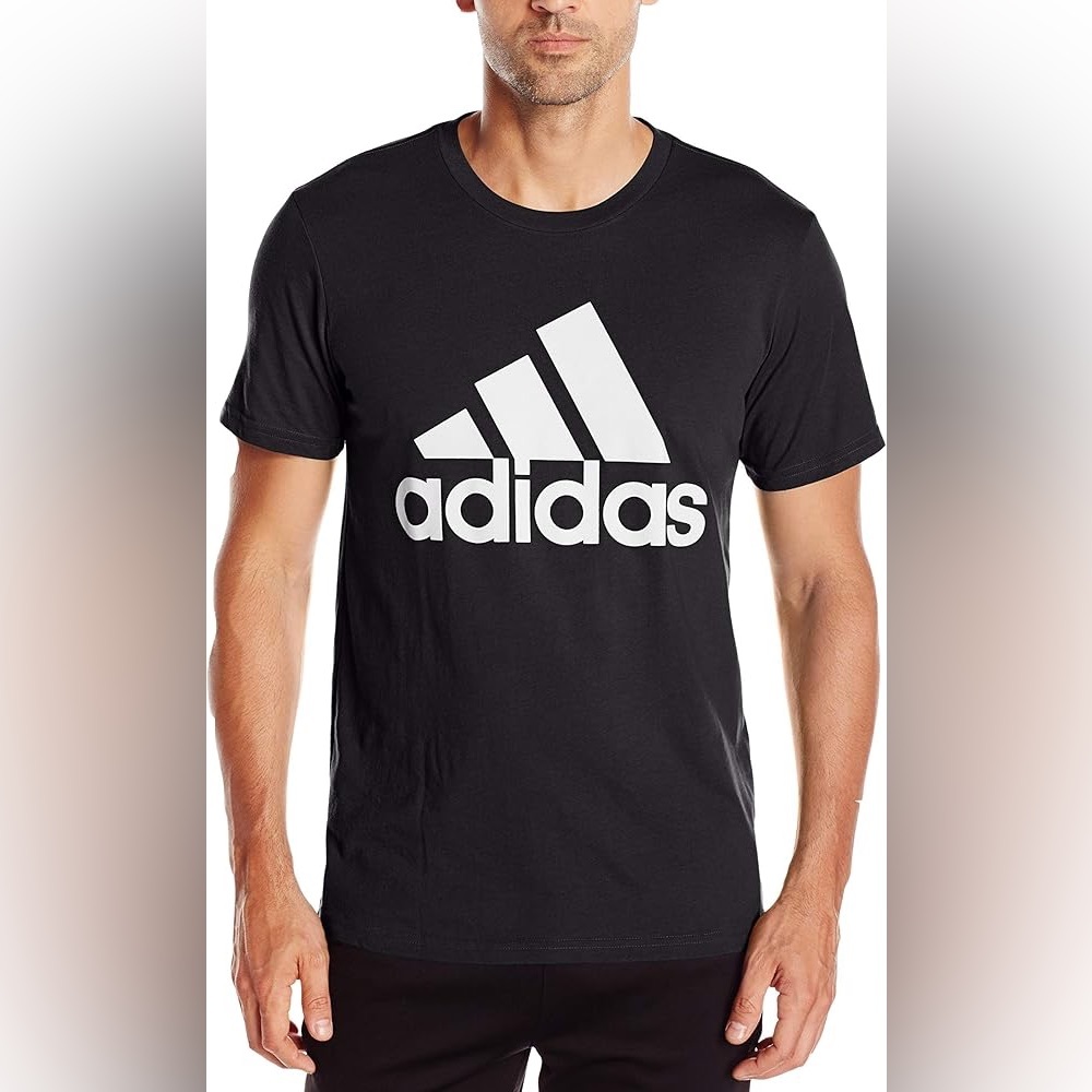 Adidas Men's Black and White Logo Tee